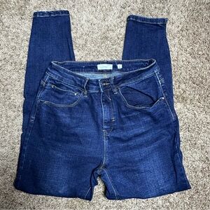 Dark Blue Skinny Jeans with Tapered Legs